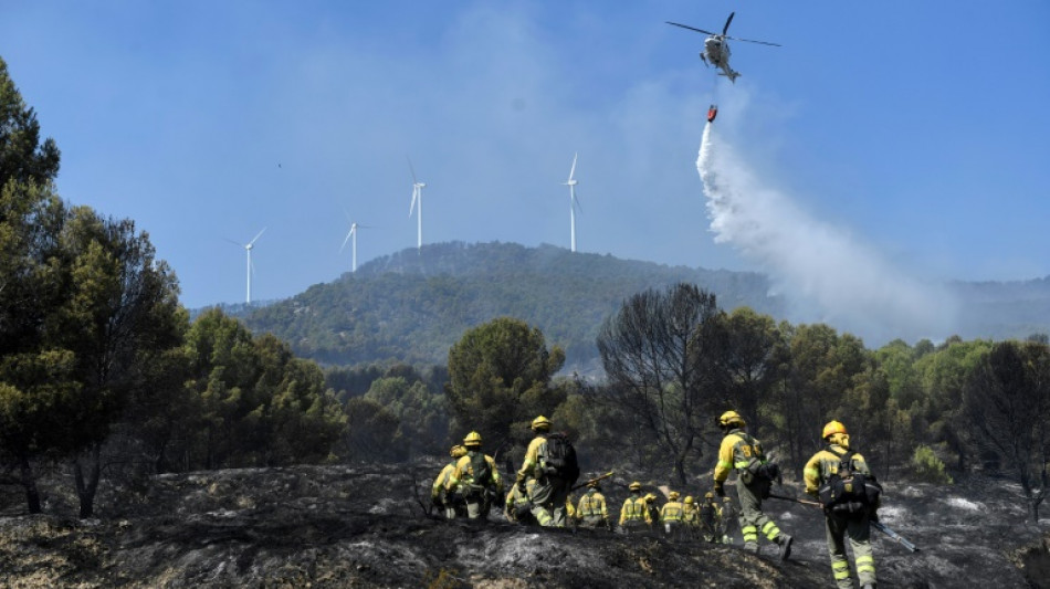 Los bomberos combaten un gran incendio en el sureste de España avivado por el viento